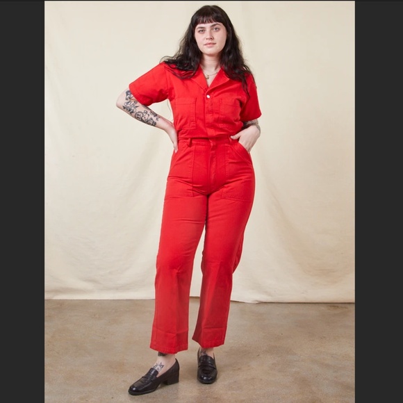 Big Bud Press Short-Sleeve Jumpsuit in Paprika (Red) - Picture 1 of 6